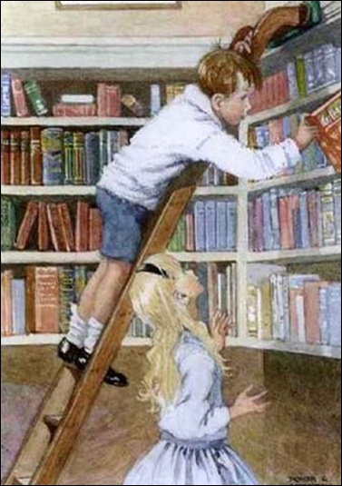 children in library