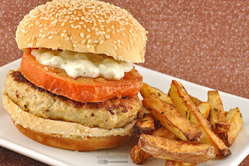 Lemon-Garlic Chicken Burgers w/Fried Tomatoes