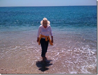 Dipping her toes in the Mediterranean