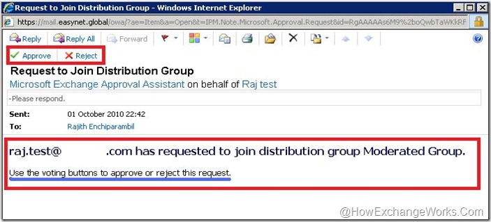 Approval Email in 2010 RTM