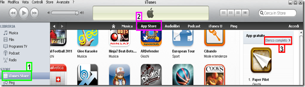 Accedere all' App Store da iTunes