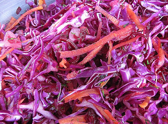 Vinegary Red Cabbage & Beet Slaw