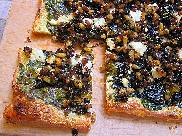 Swiss Chard & Goat Cheese Tart with Currents & Pine Nuts