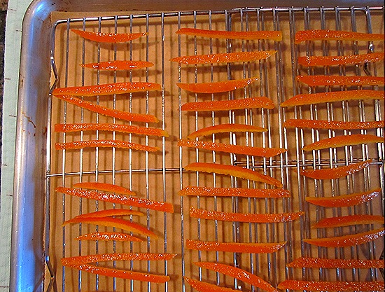 Air-Drying the Sliced Candied Orange Peels