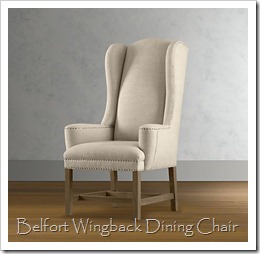 RH belfort wingback dining chair