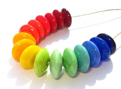 Rainbow Disks Lampwork Beads by Linden Avenue Designs