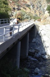 Bridge over river occupied by onlooker Ravi
