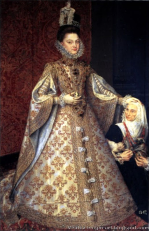 Ecole de Sanchez de Coello, L'infante Isabel Clara Eugenia avec Magdalena Ruiz, 1585