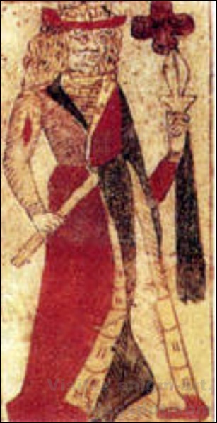 Roi de trèfle, Jeu de cartes fabriqué à Lyon, 1490-1 [1600x1200]