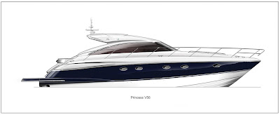 Princess V56 blue hull 090707 PYImarketing Princess Luxury Sports Yachts