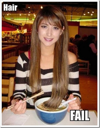 Funny hair fail | Girl puts hair on the diner bowl.
