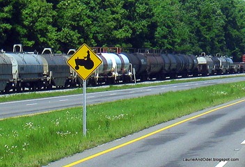 Tractor signs along the roadway