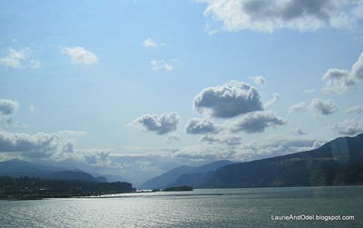 Looking west into the Gorge from the Hood River bridge.