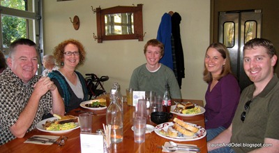 The Curley Family (my sister Nancy second from left) at breakfast.