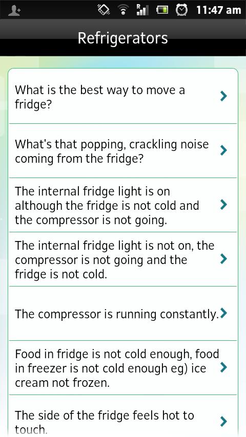 APPLIANCE TROUBLESHOOTER Screen 3