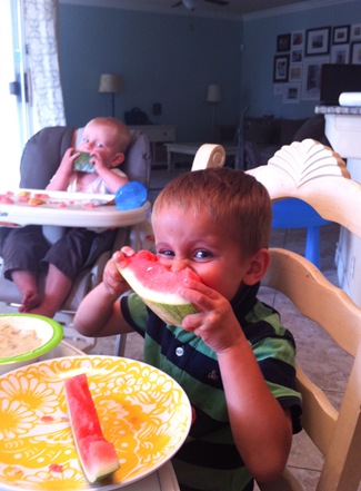 nate with watermelon (1 of 1)