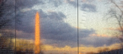 Vietnam Memorial Reflecting the Washington Monument