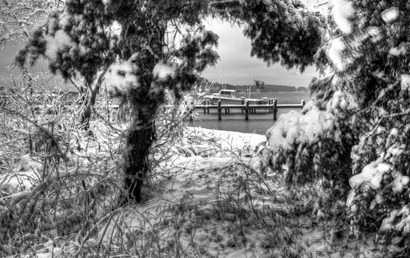 Piney Point Boat in the Snow