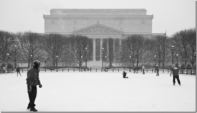 Skaters at the National Archives