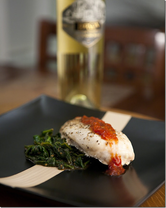 2009 Leson Napa Valley Sauvignon Blanc Paired with Chicken Breast Strawberry Mango Reduction and Garlic Spinach-5