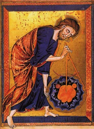 Deus medindo o mundo com o compasso, ca. 1250, Bible Moralisée - Geometria Divina
