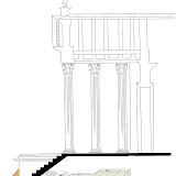 Croquis pedagògic preliminar del frontal del temple prenent com a referència la restitució del temple de Colchester (dibuix: Judit Ciurana). resultats1.jpg