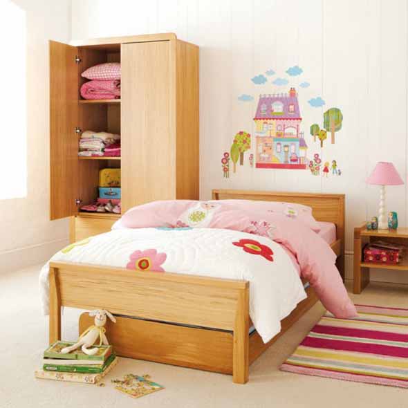 girls kids room with cool sticker