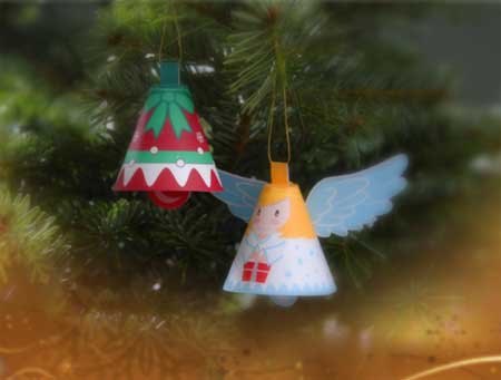 Scamp Christmas Bell Ornament Papercraft