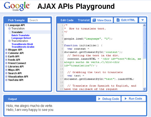 Google Code Playground - test, learn and build your codes