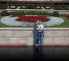 Enchanted Rose and Me in front of Hidden Mickey in Flowers