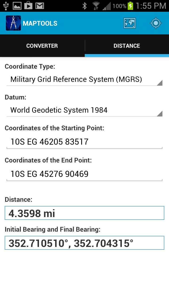 Map Tools - Coordinates Datums Screen 3