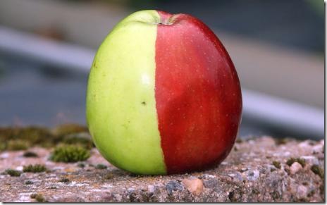 Million to one apple is half red, half green
