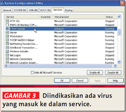 System Configuration Utility K Print Spooler