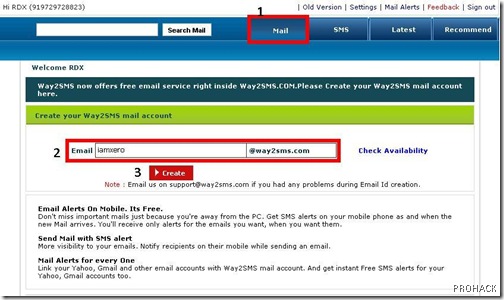 create a new way2sms email ID.