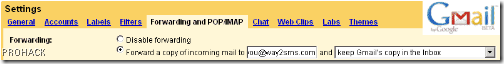 Forward Gmail Emails to way2sms