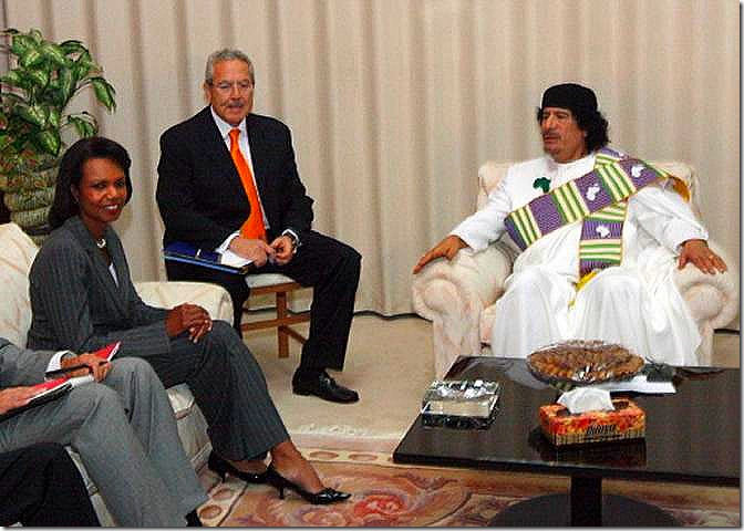 GADDAFI_Encuentro-Gadafi-Rice-Tripoli-Libia