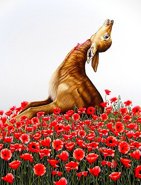[Emily Roz. Gazelle with Poppies, 2008. Colored pencil on paper, 22 x 30.[6].jpg]