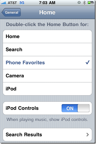 Home button configuration