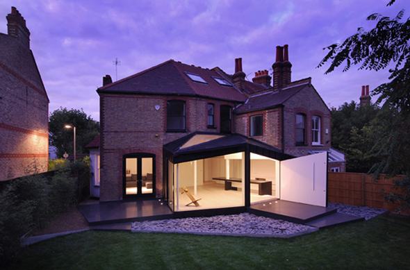 modern black extension of victorian house design
