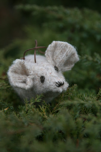 Handcrafted Holiday Recycled Sweater  Mice  Collecting 