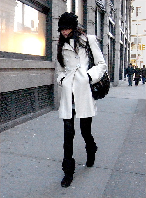 w white dbl breasted coat