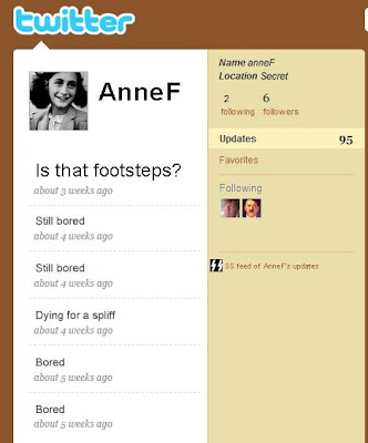 Anne Frank's twitter page - her last tweet is is that footsteps?