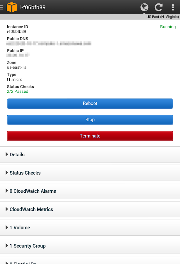   AWS Console – Capture d'écran 