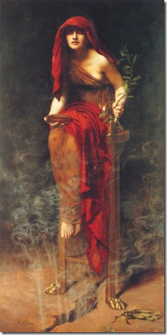 Sacerdotisa de Delfos, John Collier, óleo sobre tela, Inglaterra, 1891