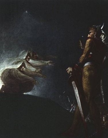 Macbeth and Banquo with the three witches. Macbeth and Banquo with the three witches.