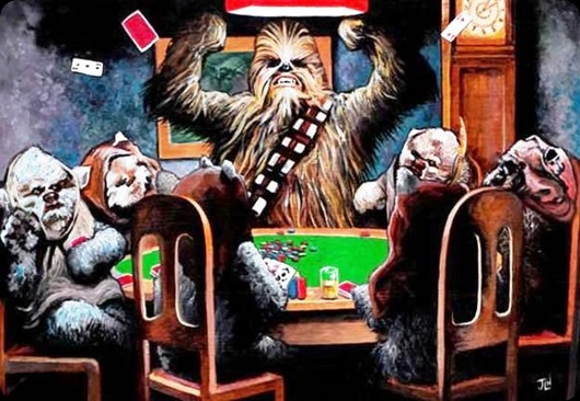 cool star wars photos chewie and ewoks playing poker
