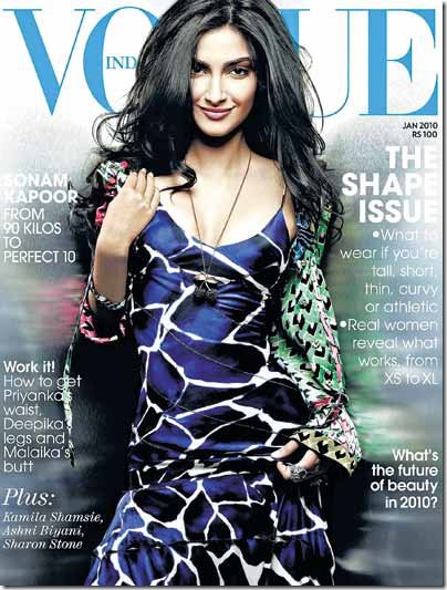 Sonam Kapoor on the Cover of Jan 2010 issue of Vogue India Magazine…