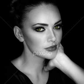 Green Eyes by Rainier Anthony Arandia - Black & White Portraits & People