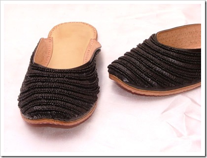  Indian Ethnic Wear, Ladies footwear Punjabi Shoes Jutis  Black beaded with sequence work