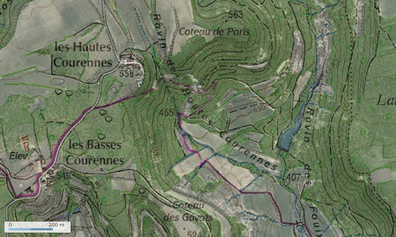 Les Hautes-Courennes - Carte IGN (Géoportail) des Hautes-Courennes